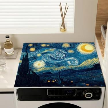 Imagem de Coberturas de lavadora e secadora de roupa noturna estrelada para a parte superior, almofada antiderrapante para capa de poeira para máquina de lavar roupa, tapete protetor de secadora para lavanderia