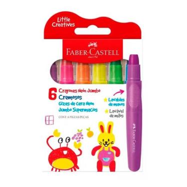 Imagem de Giz De Cera Faber Castell Redondo Jumbo Little Creatives Retrátil 6 Co
