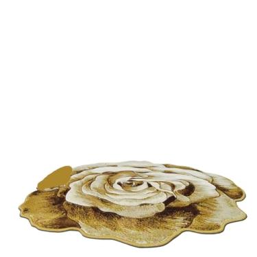 Imagem de Tapete de flanela em forma de rosa, tapete redondo, mesa de café, sofá, almofada resistente a manchas, antiderrapante, decoração de casa (amarelo, 180 cm)