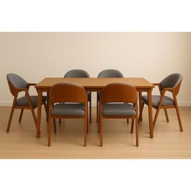 Imagem de Kit 6 Cadeiras Luiza Sala de Jantar com Braço Madeira Maciça Movellu H