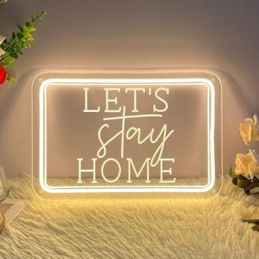 Imagem de Letreiro neon Let's Slay Home para decoração de parede 3D arte esculpida design interior quarto letreiro led neon pano de fundo flexível festa de Natal casamento sala de estar aniversário menina