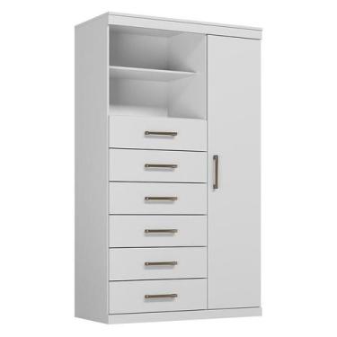 Imagem de Comoda 1 Porta 6 Gavetas Marabá Branco Brilho - Santos Andirá - Santos