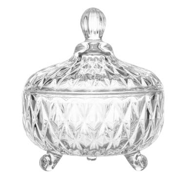 Imagem de Potiche de Vidro Diamond C/Tampa Decoração Baleiro Bomboniere Luxo