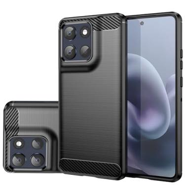 Imagem de Gufuwo Capa para Moto G86 5G / Moto G100 Pro, capa fina fina de fibra de carbono TPU capa protetora antiarranhões à prova de choque para Motorola Moto G86 5G preta
