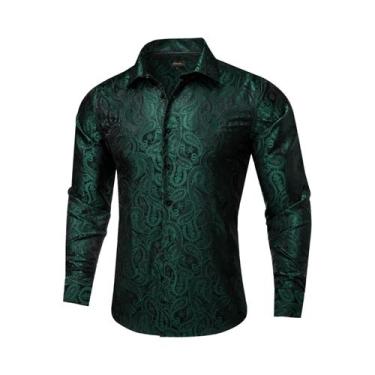 Imagem de Camisa Social Masculina De Luxo Roxa Com Estampa Paisley Em Poliéster 