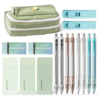 Imagem de Conjunto de 16 peças de volta às aulas com estojo de lápis, adequado para artigos de papelaria de estudantes, material escolar, escritório, casa (verde claro)