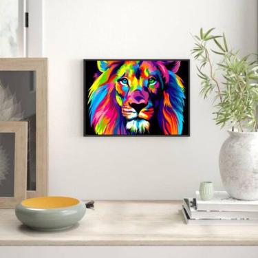 Imagem de Quadro Decorativo Desenho Leão Multicolorido 45X34Cm