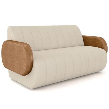 Imagem de Sofá 2 Lugares Sala Living Orgânico 168cm Fávara K01 Couríssimo Whisky Veludo Bege - Ly...
