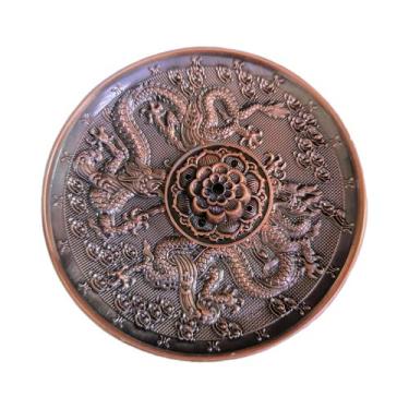 Imagem de Queimador De Incenso De Metal De 10cm Com Design De Fênix E Dragão Par