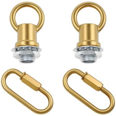 Imagem de sunnates Anéis de gancho para luminárias de luminárias ganchos porcas M10 laços de iluminação com conector de ligação para estender luminárias lustres correntes 2 peças (ouro)