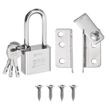 Imagem de PATIKIL Trava de porta flip de 1,5 mm, aço inoxidável 304 com abertura direita, parafuso deslizante para portas de quarto, portas de banheiro, armários janelas, prata