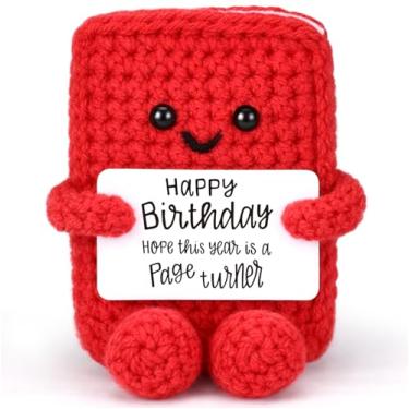 Imagem de Happy Birthday Gifts For Women Men Best Friend Coworker Wife Husband Girlfriend Her Him Unique Emotional Inspirational Support Cheer Up Handmade Crochet Book Gifts With Birthday Card Desk Decor