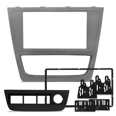 Imagem de Moldura do Painel 2 Din Gol Saveiro Voyage 2008 a 2012 Grafite Suporte de 4 Botões