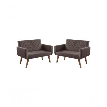 Imagem de Kit 2 Poltronas 2 Lugares Braço Anabelle Unidecor Marrom
