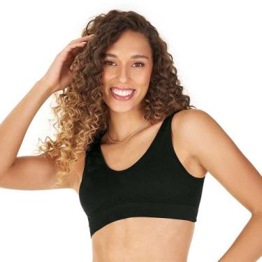 Imagem de Sutiã Top com Bojo Removível Alça Larga sem Costura Preto Zee Rucci, M