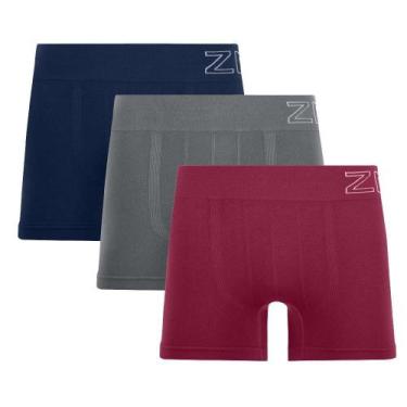 Imagem de Kit 3 Cuecas Boxer sem Costura Navy, Cinza e Bordô Zee Rucci, GG