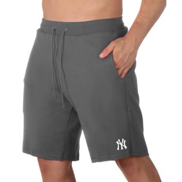 Imagem de Bermuda Moletinho Short Calçao Masculino Estampa New York Cordão Ajustavel Com Bolsos Academia-Masculino