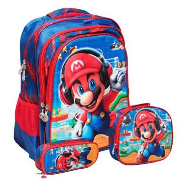 Imagem de Kit Mochila Infantil Escolar Desenho Super Herói Resistente - Plike