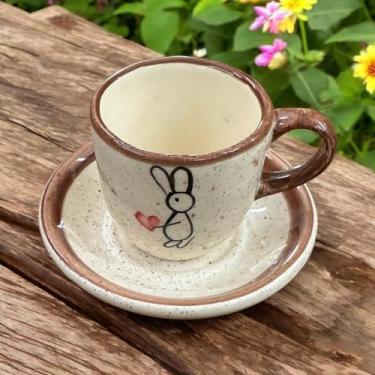 Imagem de Xícara Feita de Cerâmica 50ml Para Tomar Café Acompanha Pires - Dan Ce