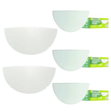 Imagem de Kit 5 Arandelas Taschibra Jurerê Vidro Meia Lua E27 Bivolt