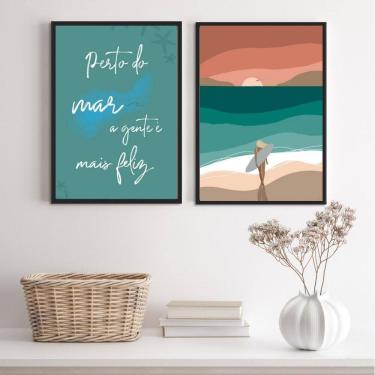 Imagem de Quadros Perto do Mar 24x18cm - Vidro e Moldura Branca