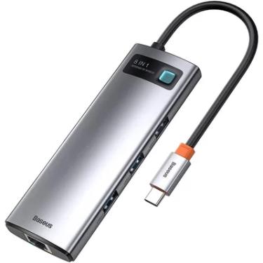 Imagem de Hub Usb C, Adaptador Usb C Baseus 8 Em 1 Docking Station Com HDMI 4k, 3 Usb 3.0, Leitor Tf/sd, Ethernet, Entrega De Energia 100w Para Macbook Pro, Surface Pro, Ipad Pro E Outros Dispositivos Tipo C