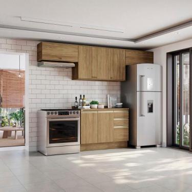 Imagem de Armário de Cozinha Completa 100% MDF 280cm Nogueira Celeste Kappesberg