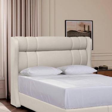 Imagem de Cabeceira Estofada Athenas 207cm Cama Box King Size Linho - SOFA STORE