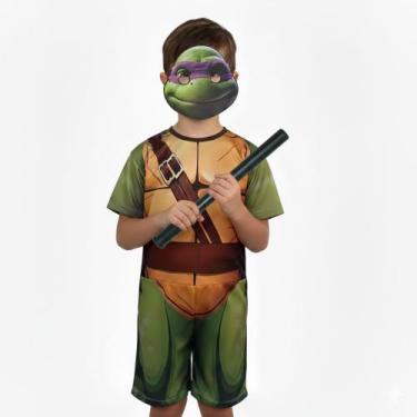 Imagem de Fantasia Infantil Tartaruga Ninja Donatelo Com Bastão - MWM MODAS, G 6