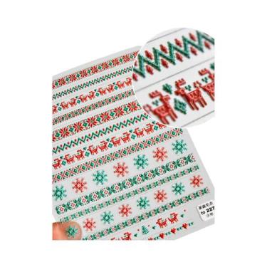 Imagem de Adesivos De Unha De Natal Com Floco De Neve Rosa, Decalques De Unha 5D