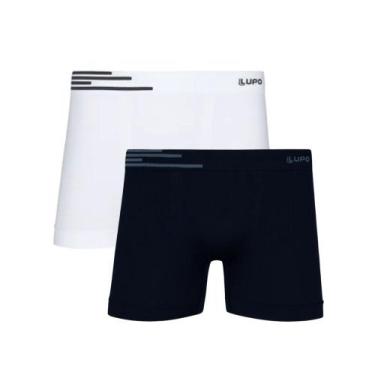 Imagem de Cueca Lupo Boxer Microfibra Sem Costura 436-088 C/2, Branco, Preto, M
