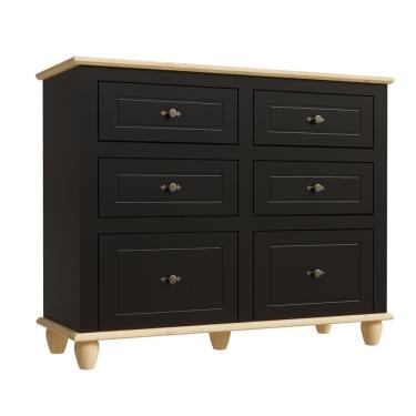 Imagem de Cômoda Retrô 6 Gavetas Preto/ Marfim