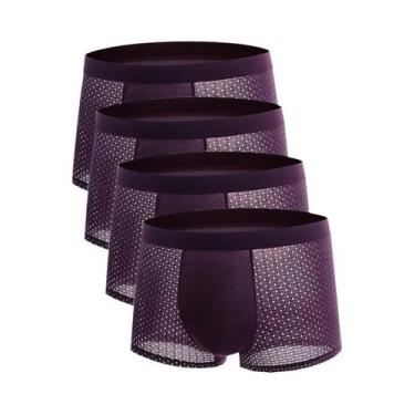 Imagem de Cuecas Boxer Masculinas plus Size De Seda Gelada Com Malha, Pacote Com