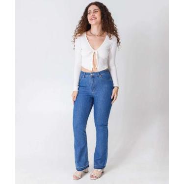 Imagem de Calça Jeans Flare Feminina Petit Flip Marisa-21061, Jeans azul, 36