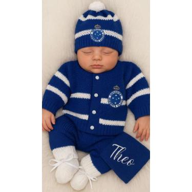 Imagem de Kit Saída de Maternidade Cruzeiro Personalizado  Tricô Antialérgico Ar