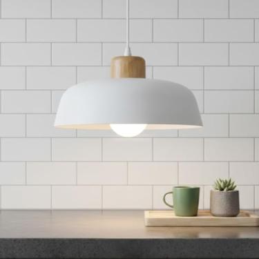 Imagem de Luminária Pendente Lustre Estilo Nórdica Teto Cozinha Bancada Americana Ambientalista (Branco)