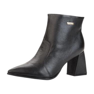 Imagem de Bota Feminina Salto Medio Bloco Couro Confortavel Bebece