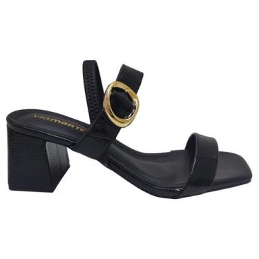 Imagem de Sandália Casual Elegante Salto Bloco Feminina Via Marte 17103001, Pret