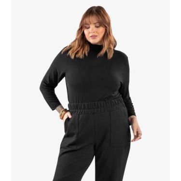 Imagem de Blusa Manga 7/8 Viscotorcion Plus Size Secret Glam Preto, Plus G2, Pre