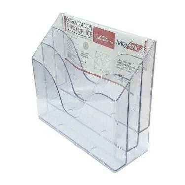 Imagem de Organizador Mesa Triplo 3 Compartimentos Office Porta Documentos Papel
