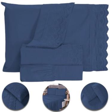 Imagem de Roupa de Cama Jogo De Lençol King Size 4 Peças 400 Fios Micropercal Bo