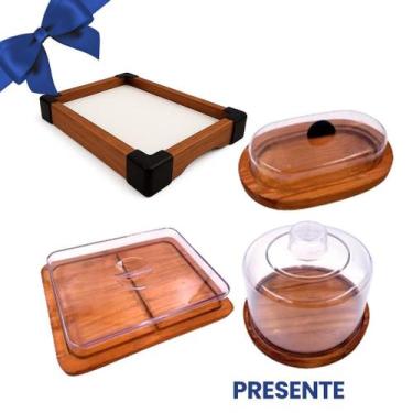 Imagem de OFERTA DIA DAS MAES KIT 4Pçs Queijeira, Bandeja, Manteigueira e Porta 