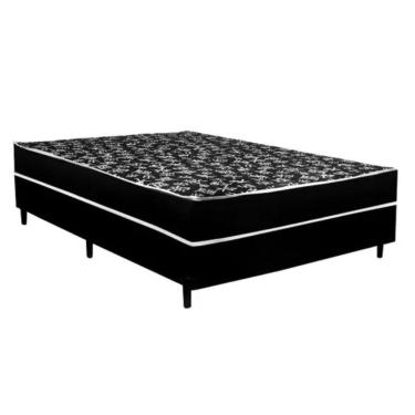Imagem de Cama Box Casal Conjugada Cama Conjugado Casal 138x188 Espuma 8cm Preto RR Colchões