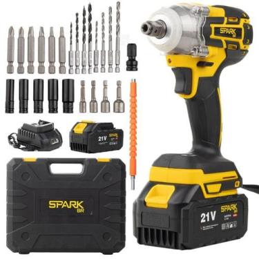 Imagem de Chave de Impacto Parafusadeira Furadeira 21V 3000mAh Torque 350Nm Prof