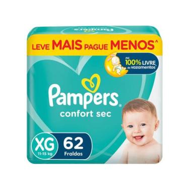 Imagem de Fralda Pampers Confort Sec Tam. XG 11 a 15kg - 62 Unidades, XG, 62