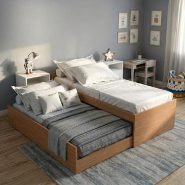 Imagem de Bicama Modular 3 Em 1 Com Auxiliar Rodas Suporte 100kg Uv Vira casal -