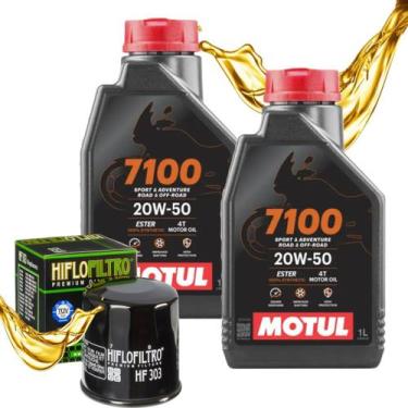 Imagem de Troca de Óleo Para Kawasaki Versys 650 Vulcan 650 Er6 Motul 7100 20w50