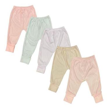 Imagem de Kit 10calça Mijão Virapé Caneladinho Liso Bebê Menina Sophie -, Multic