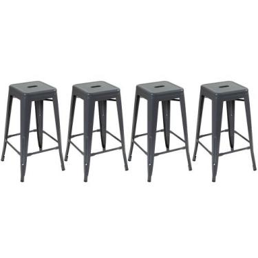 Imagem de Kit 4 Banquetas Laráz Iron Tolix Design Cinza escuro - Laraz