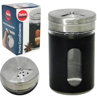 Imagem de Porta Condimentos em Aço e Vidro Preto 80ml - Dolce Home